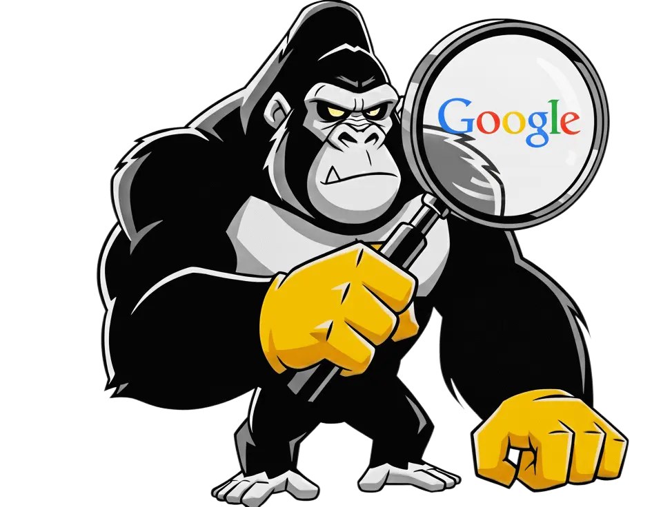 gorila simboliza SEO gorila con una lupa